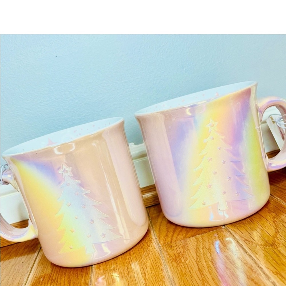 New Pink holographic double sided Christmas tree mug set of 2
$35